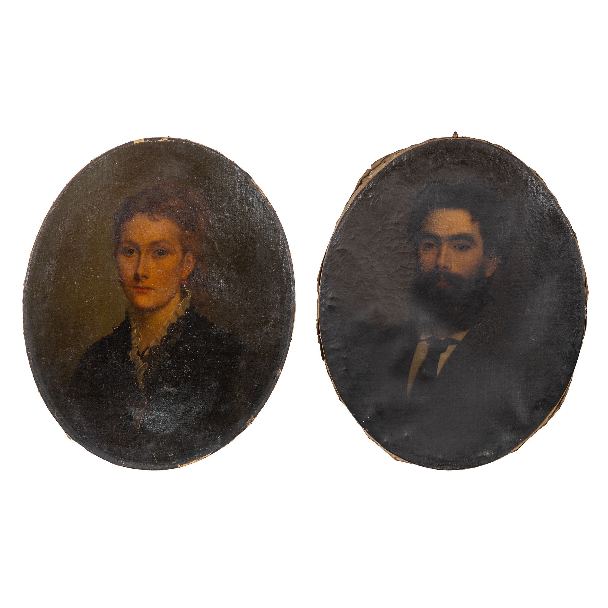Jean Daniel Stevens (1850-1920) a pair of oval portrait paintings, oil on canvas. (L:51 x H:63 cm)